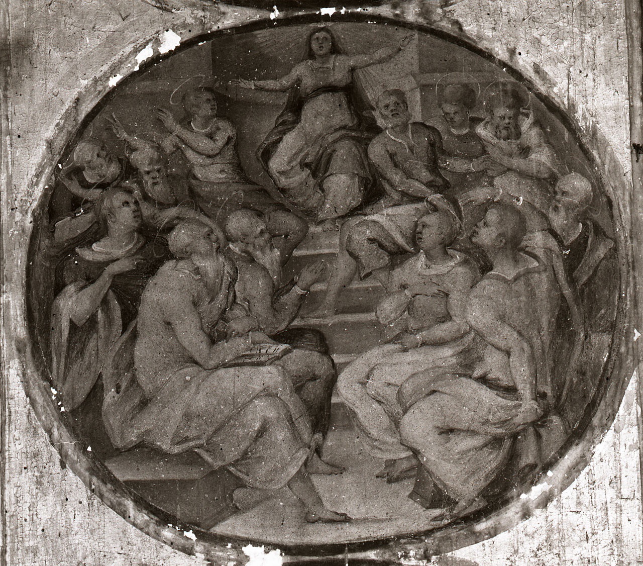 Pentecoste (formella) di Vasari Giorgio (attribuito) (metà sec. XVI)