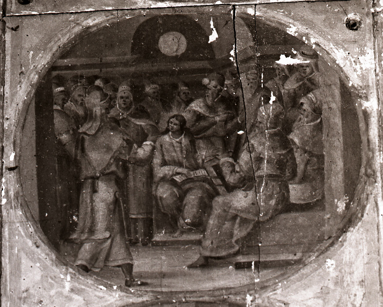 disputa di Gesù con i dottori nel tempio (formella) di Vasari Giorgio (attribuito) (metà sec. XVI)