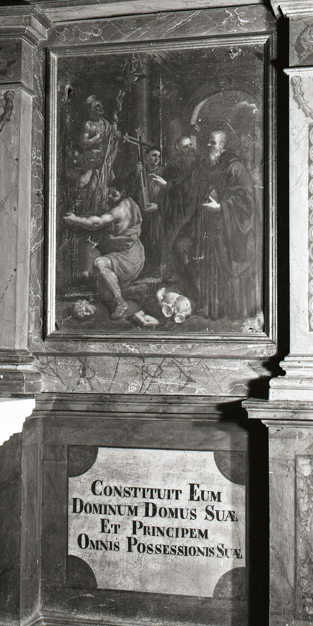San Benedetto calpesta l'immagine di Apollo (dipinto) di Castellucci Salvi (attribuito) (prima metà sec. XVII)