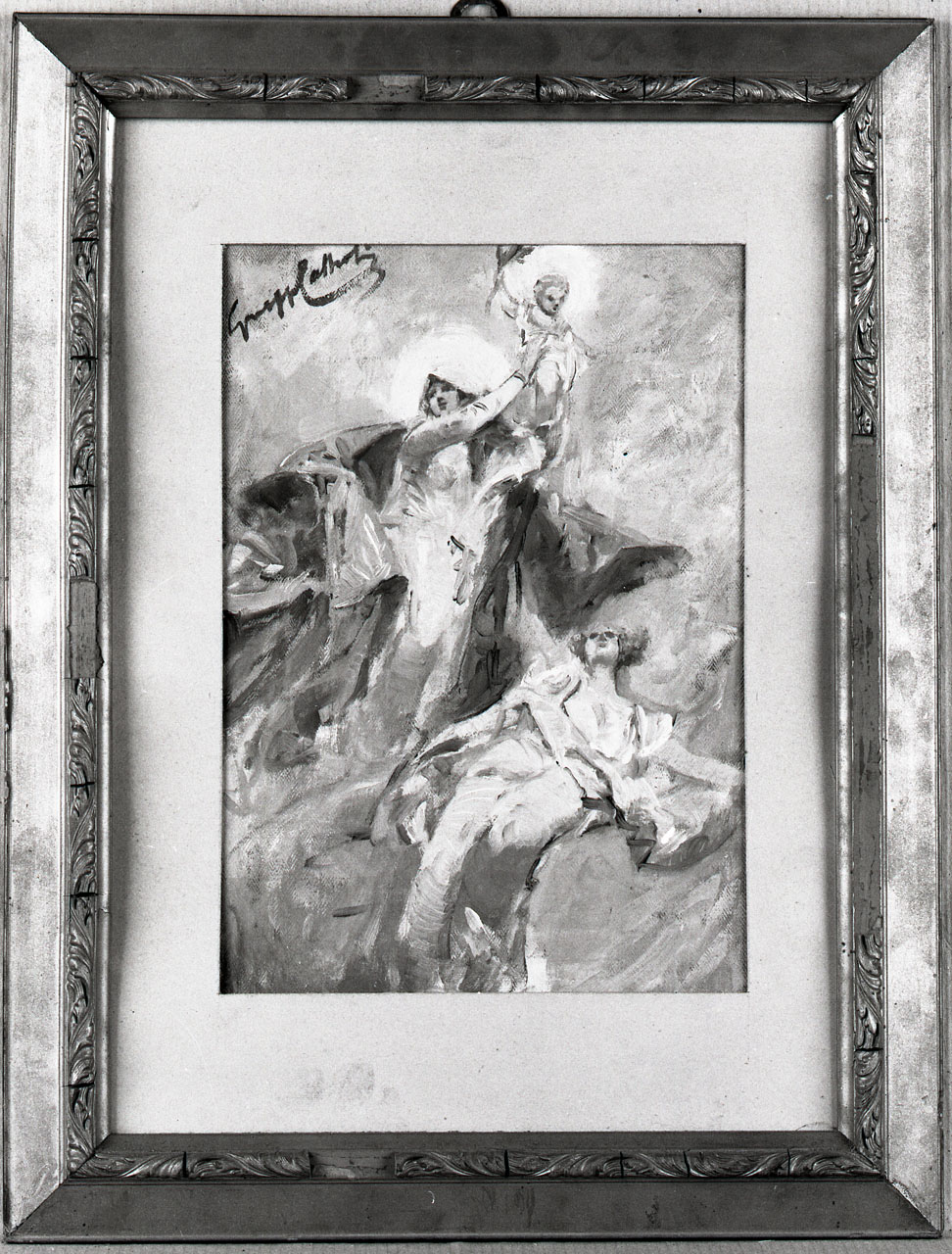 Madonna in gloria col Bambino e angelo (dipinto) di Cassioli Giuseppe (prima metà sec. XX)