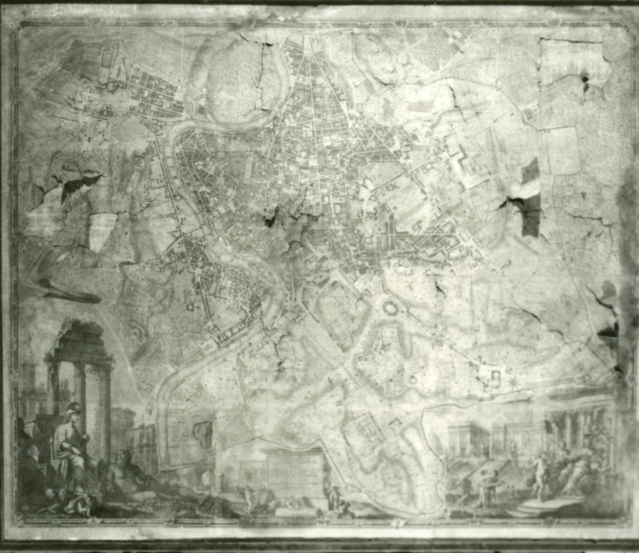 pianta di Roma al tempo di Benedetto XIV (dipinto) - ambito romano (sec. XVIII)