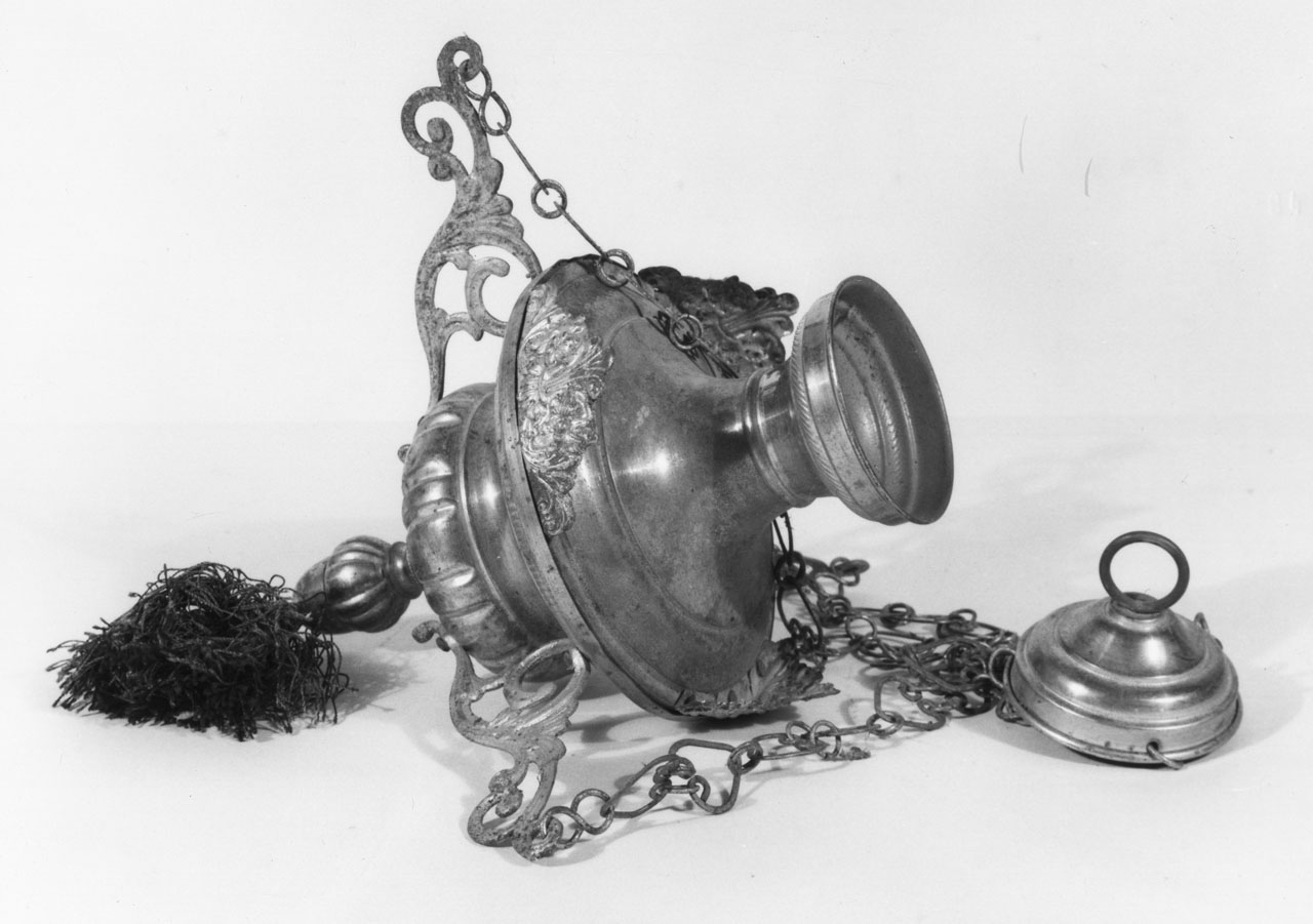 lampada pensile - bottega toscana (fine/inizio secc. XIX/ XX)