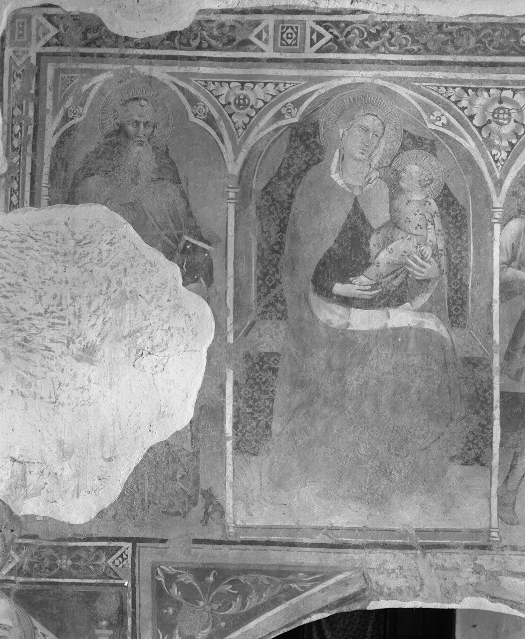 Madonna con Bambino e Sant'Antonio (dipinto, complesso decorativo) - ambito aretino (seconda metà sec. XV)