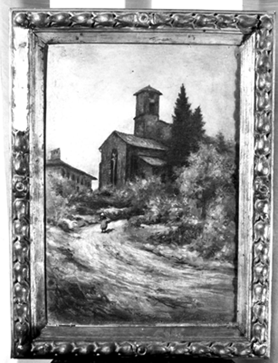 Veduta della chiesa di S. Lucchese, paesaggio (dipinto) di Salvetti Antonio (attribuito) (sec. XX)