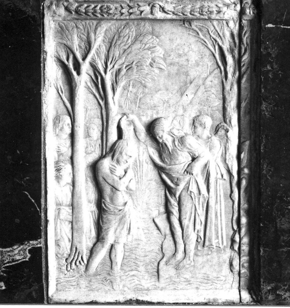 battesimo di Cristo (formella, elemento d'insieme) - bottega fiorentina (prima metà sec. XIV)