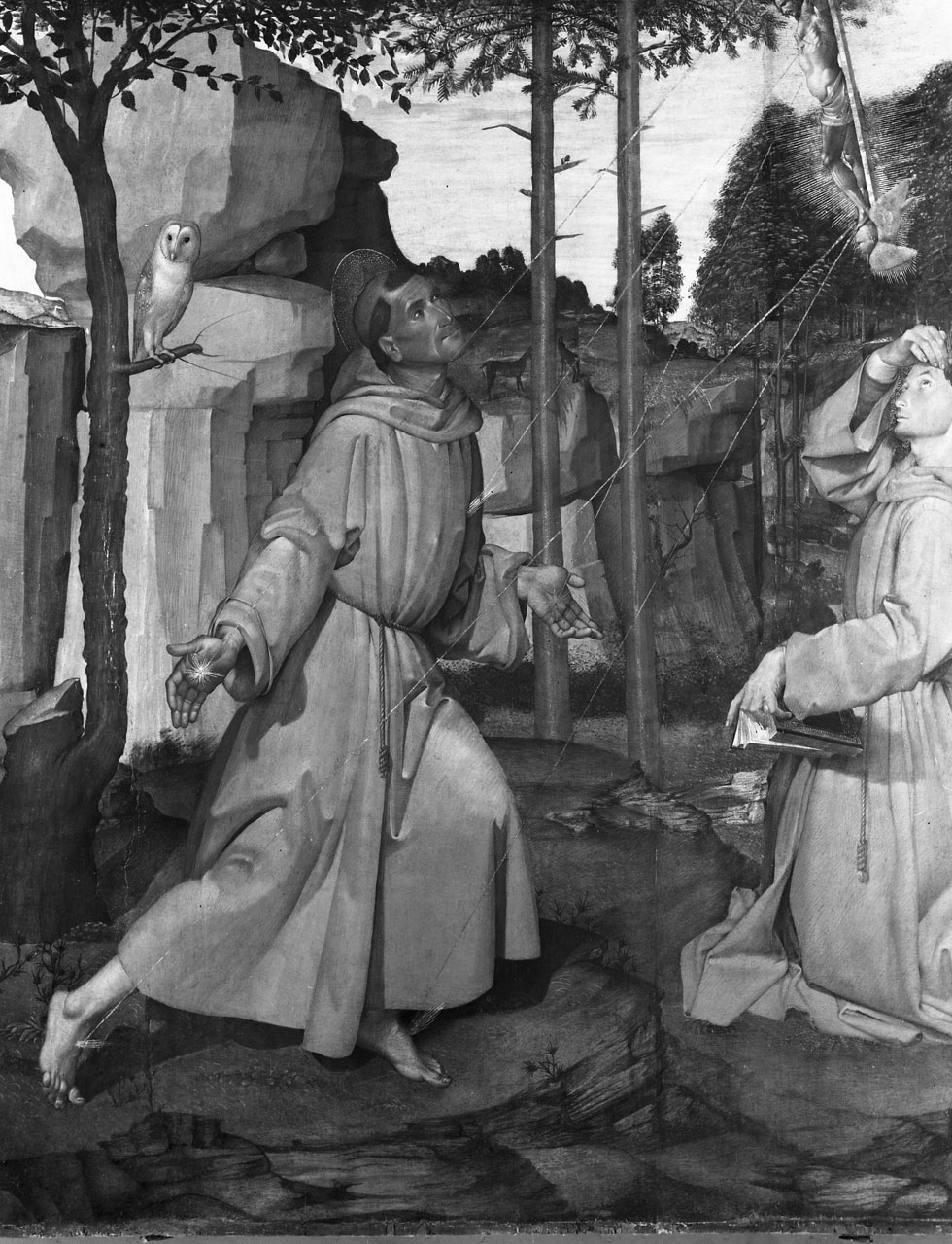 San Francesco d'Assisi riceve le stimmate (dipinto, opera isolata) di Dei Pietro detto Bartolomeo della Gatta (attribuito) (sec. XV)