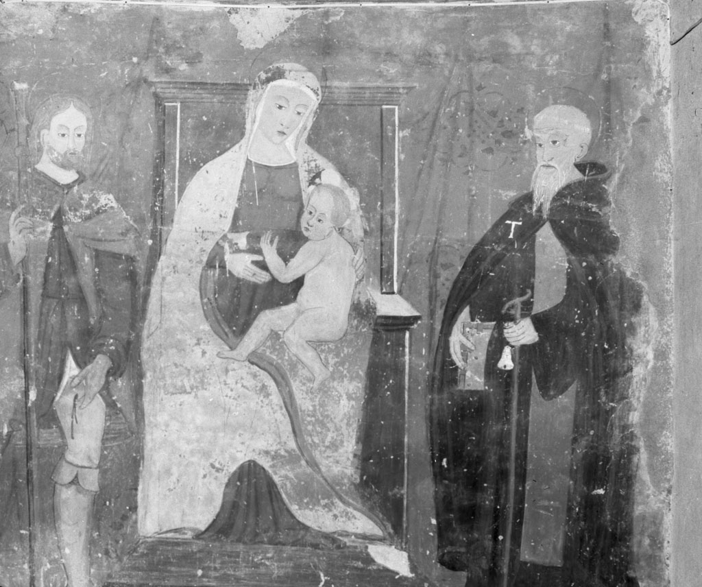 Madonna con Bambino e angeli tra San Sebastiano e San Rocco (dipinto) - ambito toscano (sec. XVI)