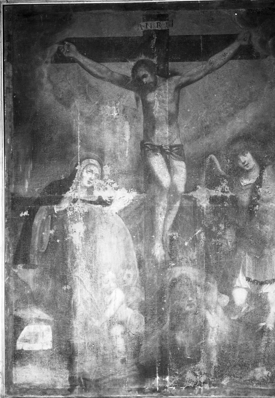 crocifissione di Cristo con la Madonna e santi (dipinto, opera isolata) di Tizi Michelangelo (attribuito) (sec. XVII)