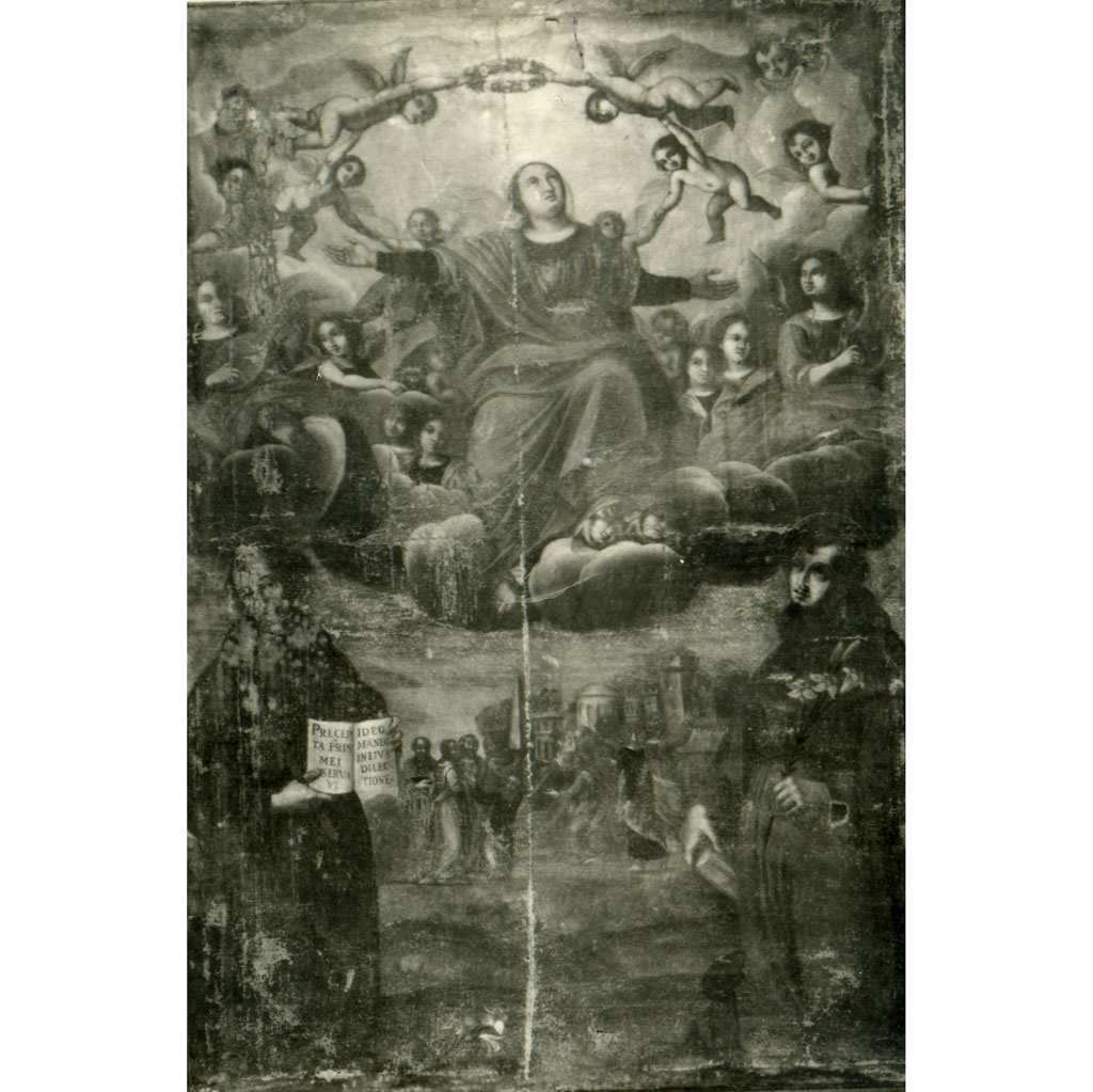 Madonna in gloria con i santi Francesco e Domenico (dipinto) - ambito toscano (sec. XVII)