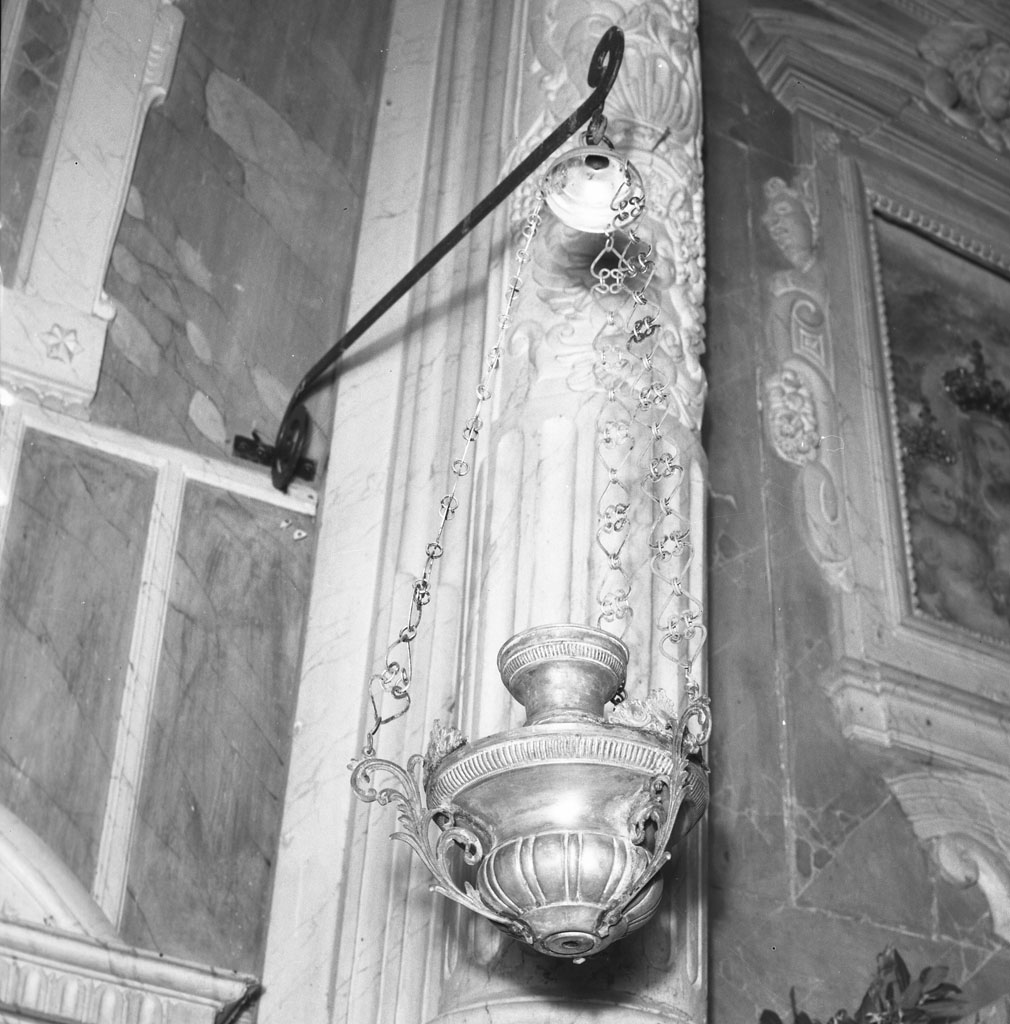 lampada pensile, coppia - bottega toscana (prima metà sec. XX)