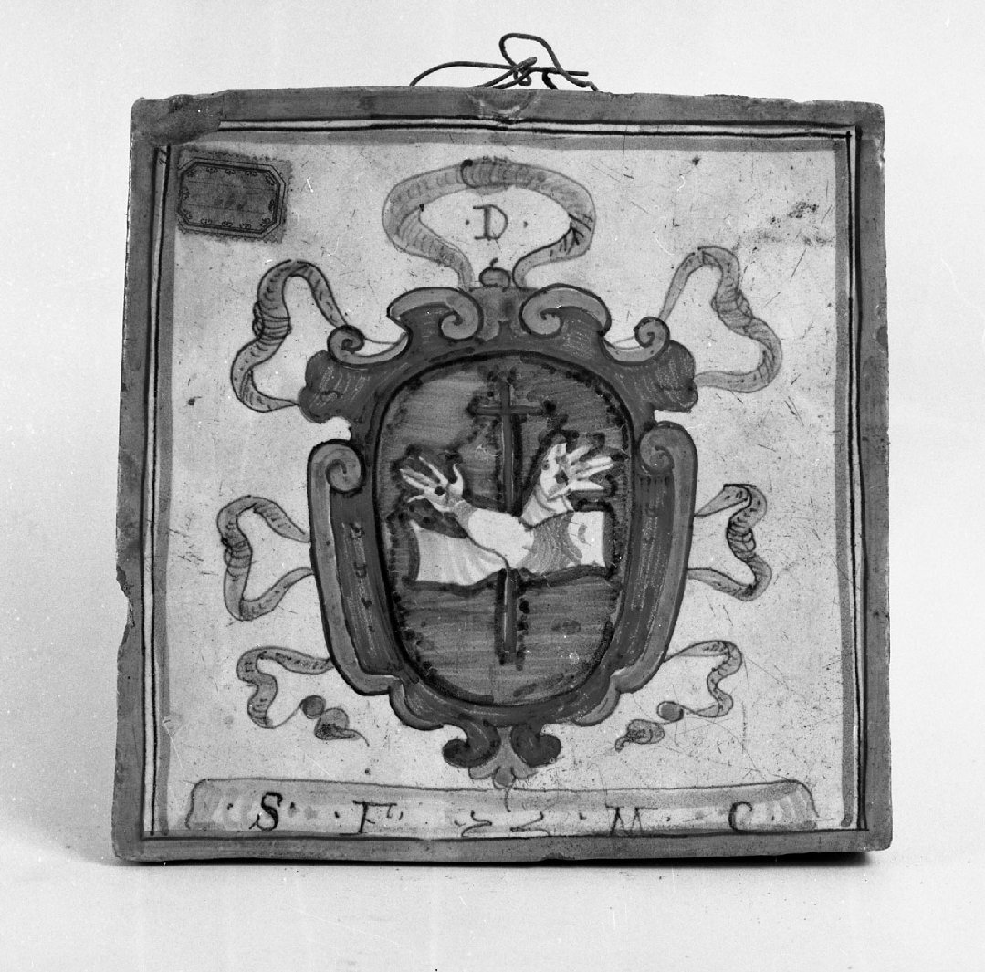 stemma (targa devozionale) - bottega derutese (fine/inizio secc. XVII/ XVIII)