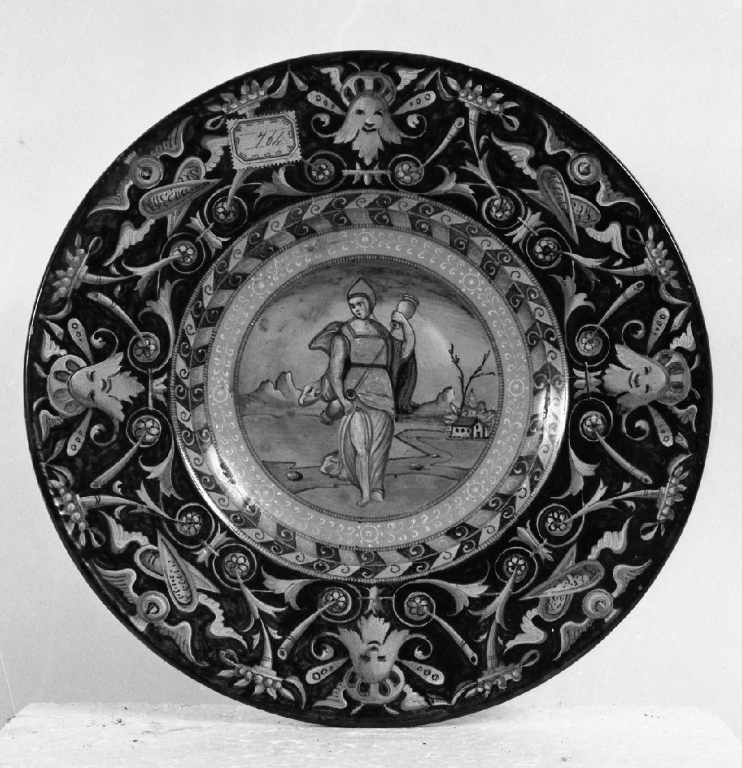 Temperanza (piatto) - bottega pesarese (ultimo quarto sec. XIX)