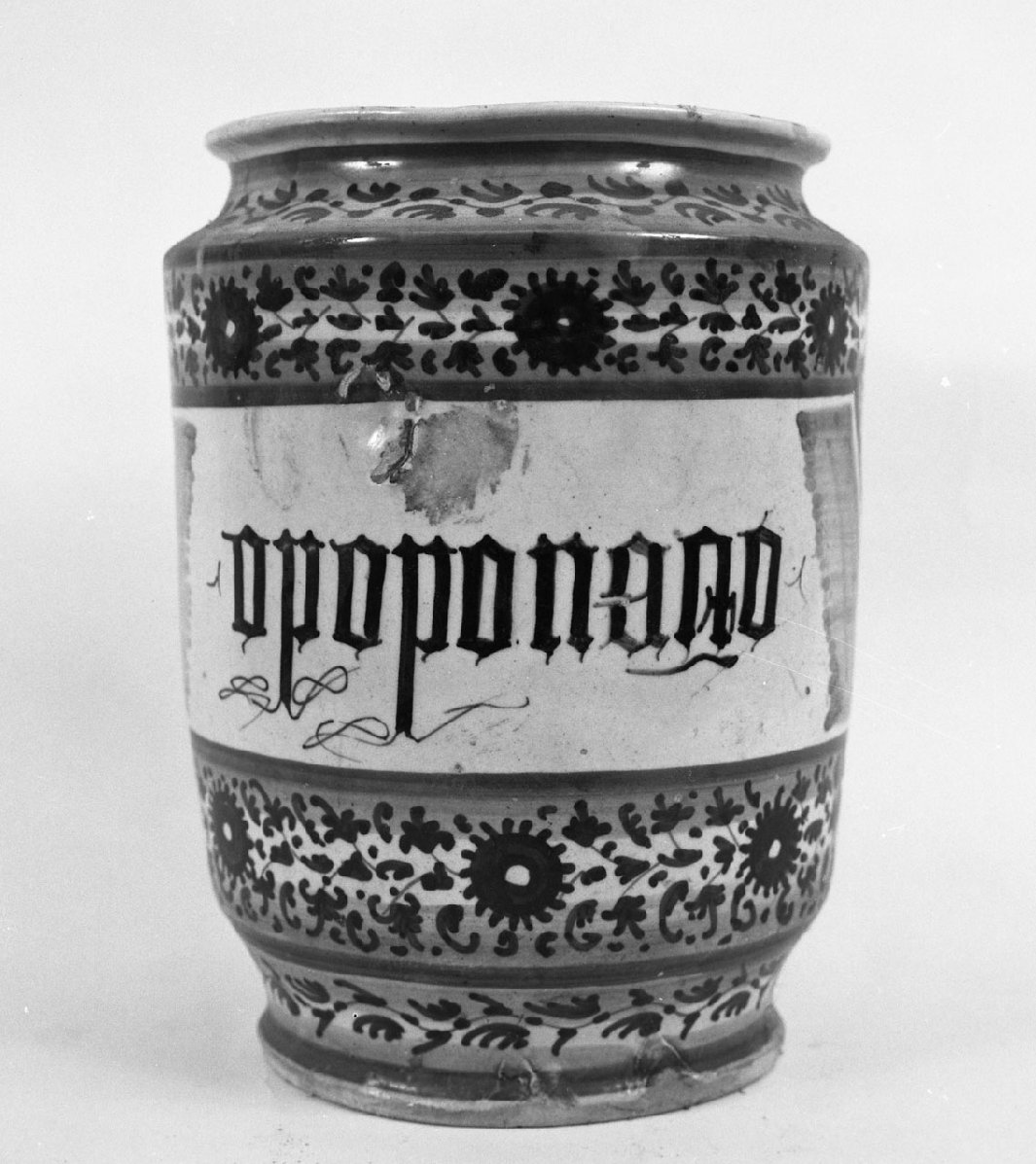 motivi decorativi vegetali (vaso da farmacia) - bottega faentina (prima metà sec. XVI)