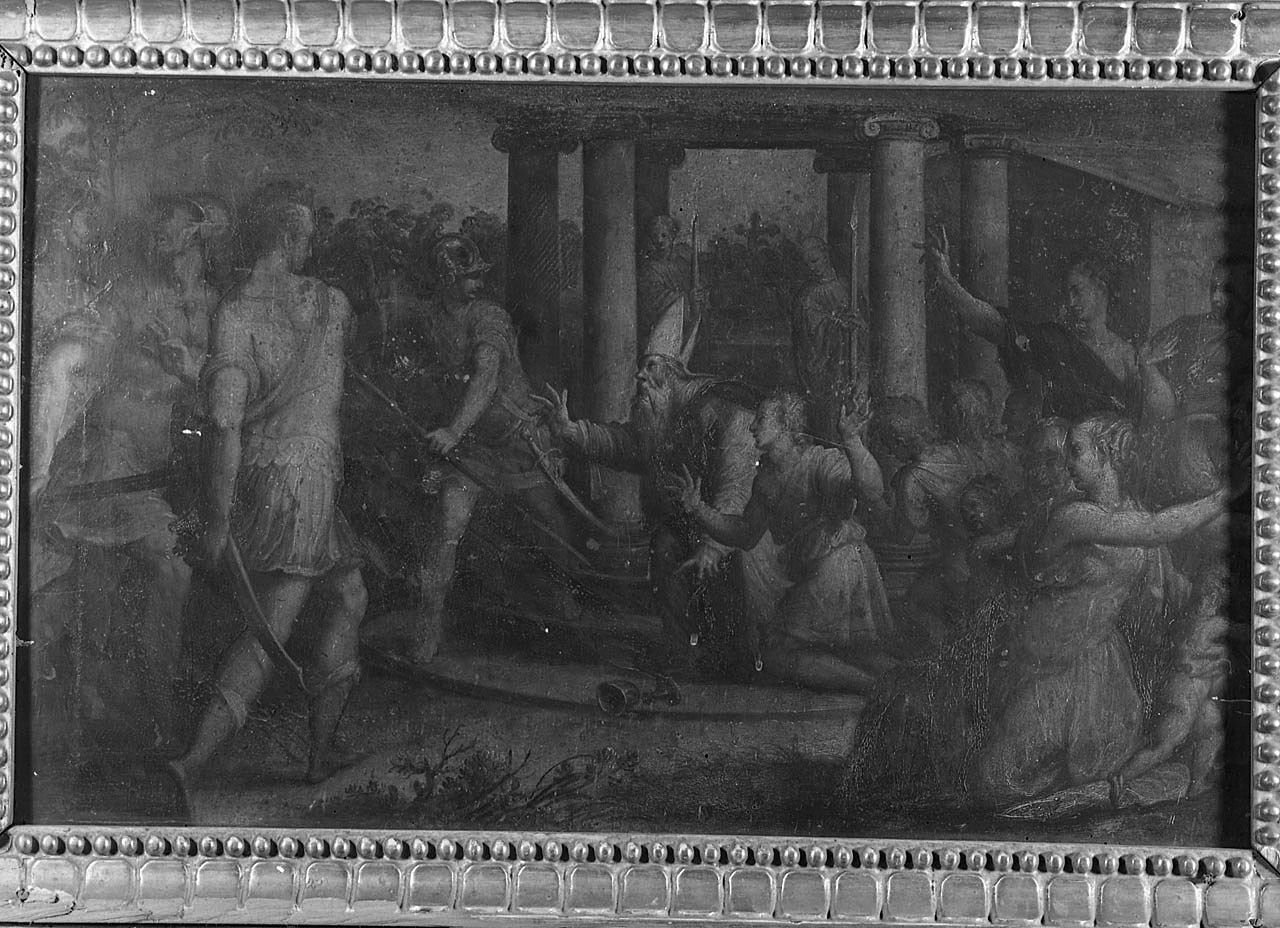 San Donato si rivolge ai suoi persecutori (dipinto) di Morandini Francesco detto Poppi (attribuito) (sec. XVI)