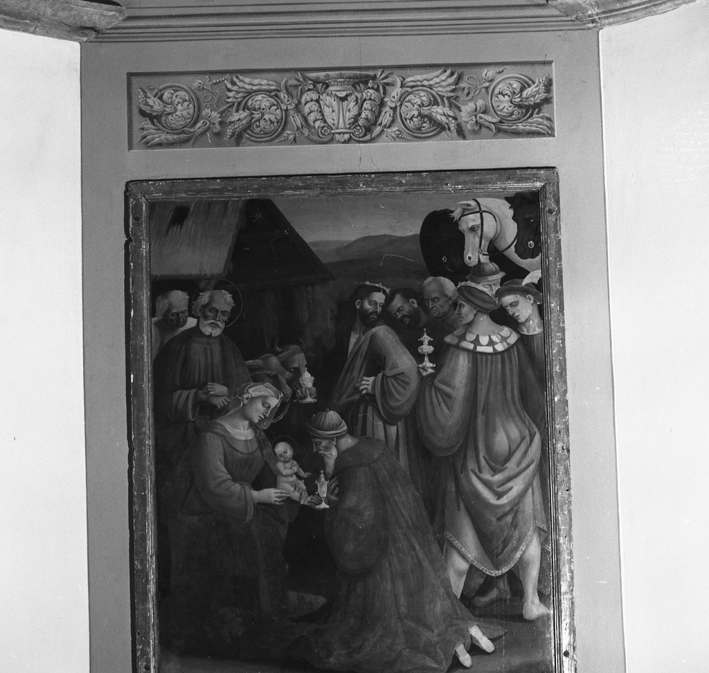 adorazione dei Re Magi (dipinto) di Signorelli Luca (cerchia) (prima metà sec. XVII)
