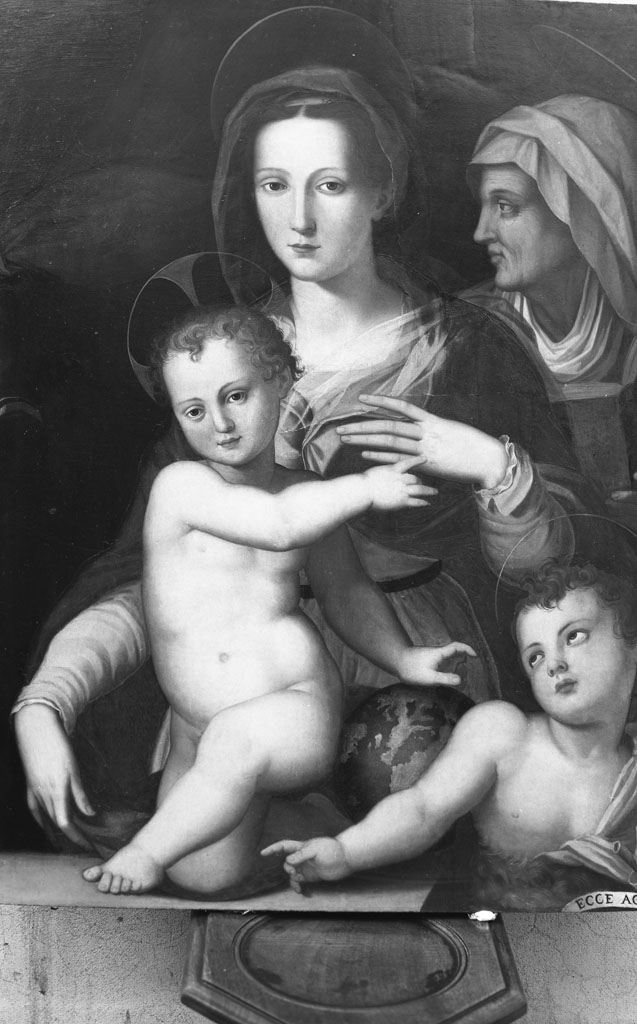 Madonna con Bambino e Santi (dipinto) di Bronzino (scuola) (seconda metà sec. XVI)