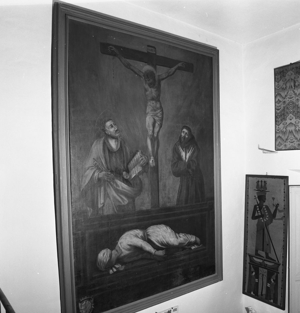 crocifissione di Cristo con San Pietro, San Francesco, Santa Cecilia (dipinto) - ambito toscano (sec. XVIII)