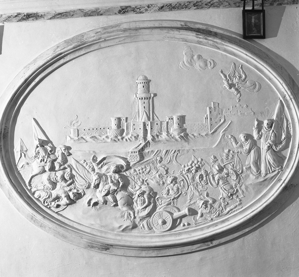 San Giovanni da Capistrano combatte i turchi nella battaglia di Belgrado (rilievo) - bottega toscana (sec. XVIII)