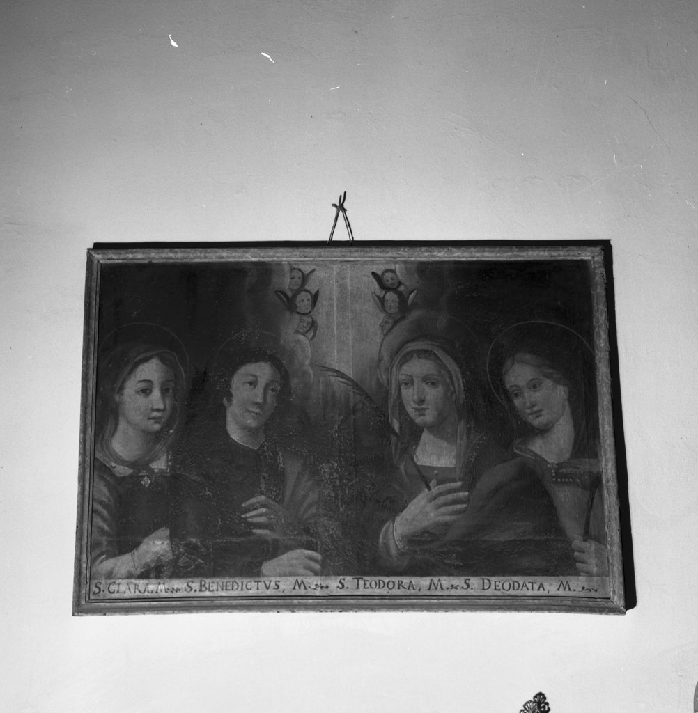 SS. Clara, Benedetto, Teodora, Deodata e martiri (dipinto) - bottega toscana (sec. XVII)