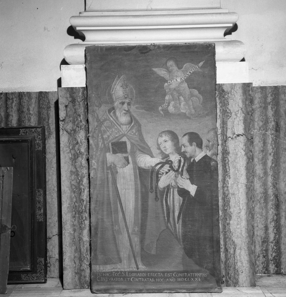 Sant'Agostino e due confratelli della Compagnia della Cintola (dipinto) - bottega toscana (sec. XVII)
