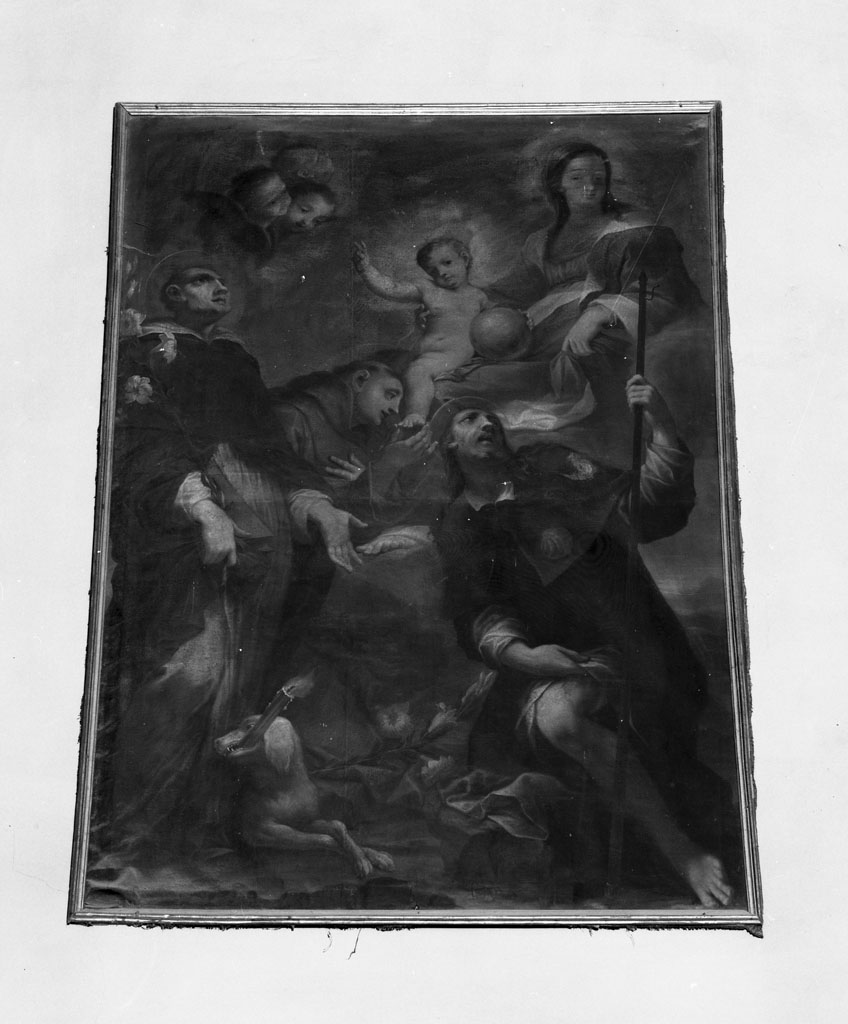 Madonna con Bambino tra san Domenico, sant'Antonio e san Rocco (dipinto) - ambito toscano (inizio sec. XVIII)