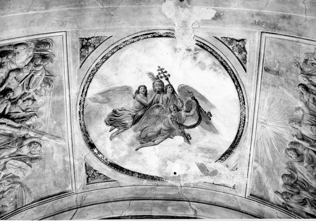 angelo con insegne papali: tiara e chiavi (dipinto) di Ademollo Luigi (sec. XIX)