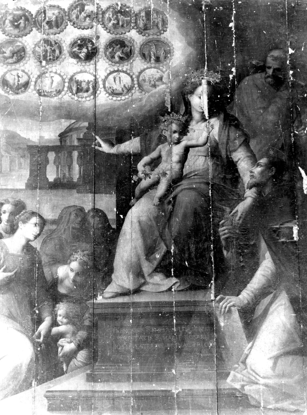 Madonna del Rosario con San Domenico e devoti (dipinto) di Balducci Giovanni detto Cosci (attribuito) (fine sec. XVI)