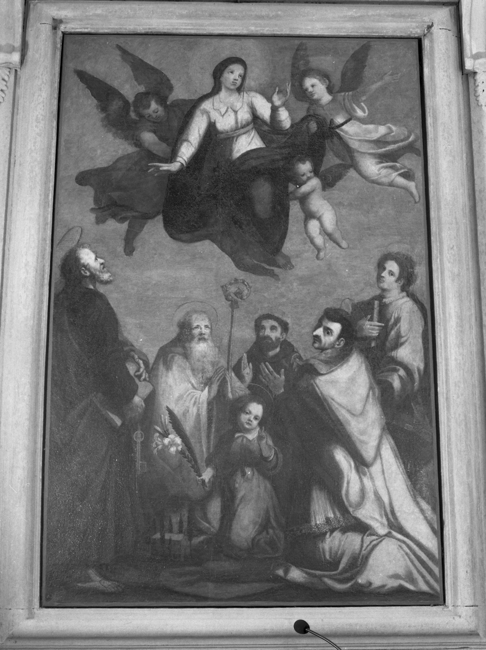 Madonna e santi (dipinto) di Santini Bernardino (prima metà sec. XVII)