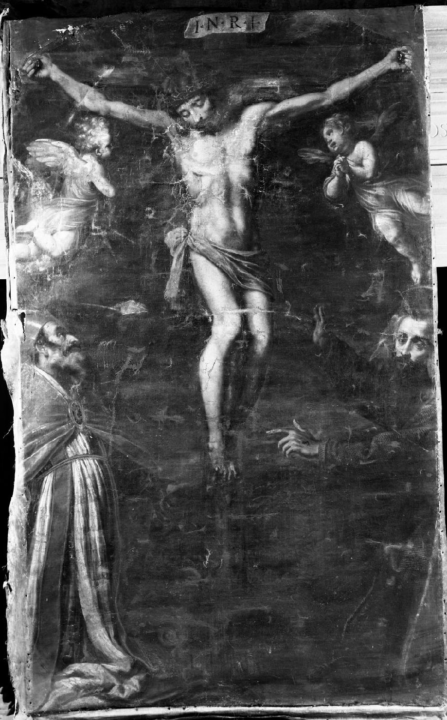 Crocifissione con s. Francesco e s. Biagio (dipinto) di Rosselli Matteo (secondo quarto sec. XVII)