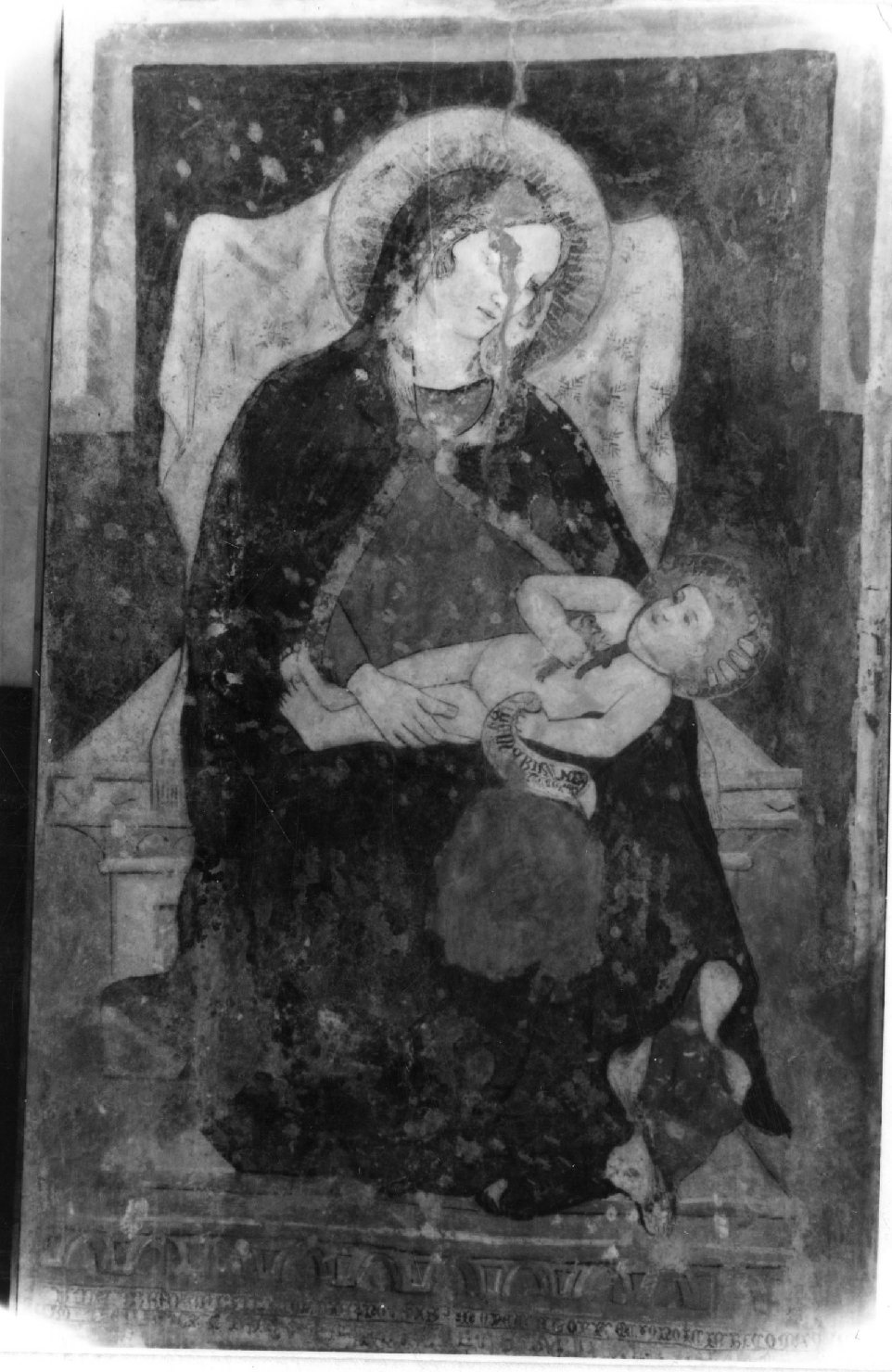 Madonna in trono con Bambino (dipinto, frammento) - ambito senese (prima metà sec. XV)