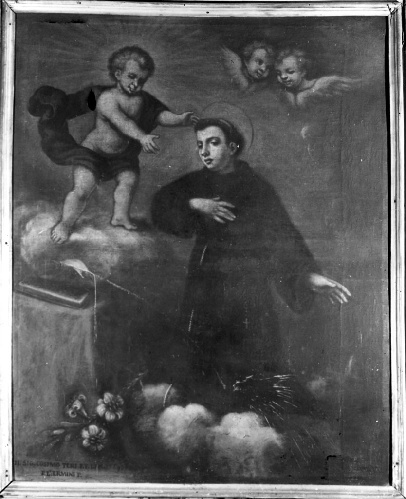 apparizione di Gesù Bambino a Sant'Antonio da Padova (dipinto) di Ermini Pietro (sec. XVIII)