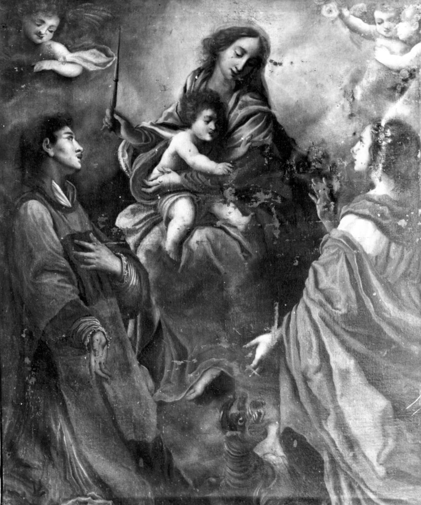 Madonna con Bambino e i santi Stefano, Margherita e angeli (dipinto) - ambito fiorentino (sec. XVIII)