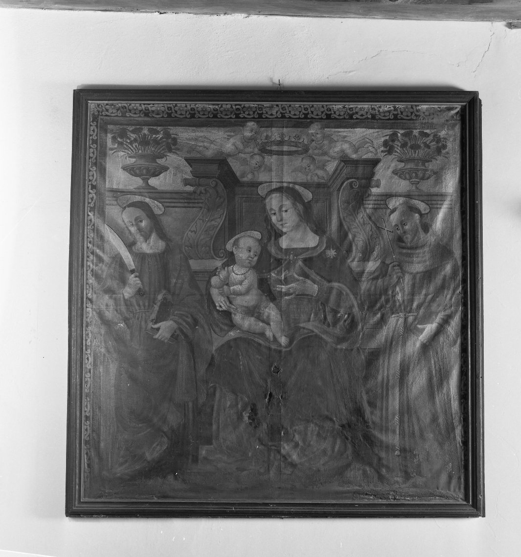 Madonna con Bambino tra San Francesco e San Bartolomeo (dipinto) - ambito toscano (sec. XIX)