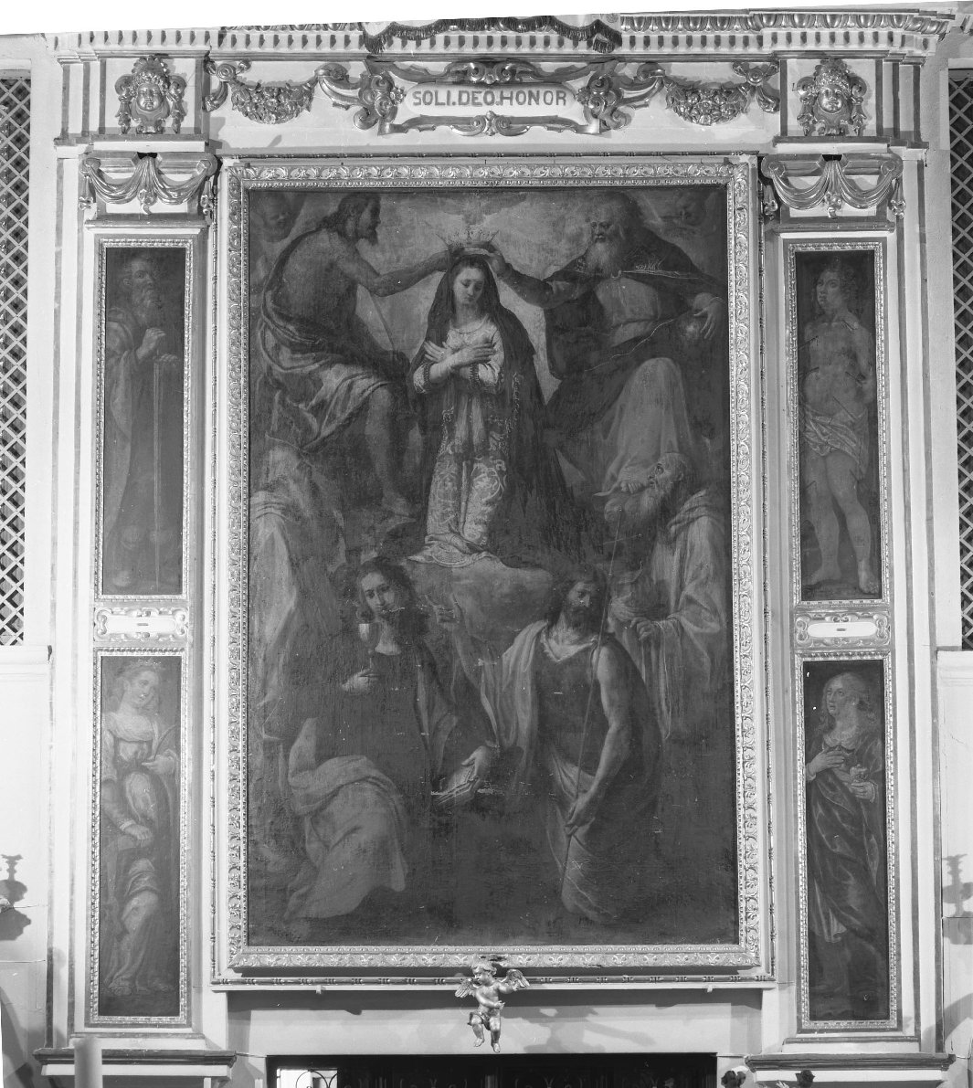 incoronazione di Maria Vergine tra santi (dipinto) di Bizzelli Giovanni (sec. XVII)