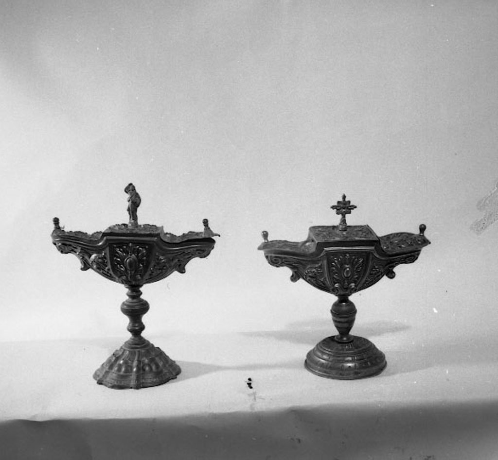 navicella portaincenso, coppia - bottega toscana (fine sec. XVII)