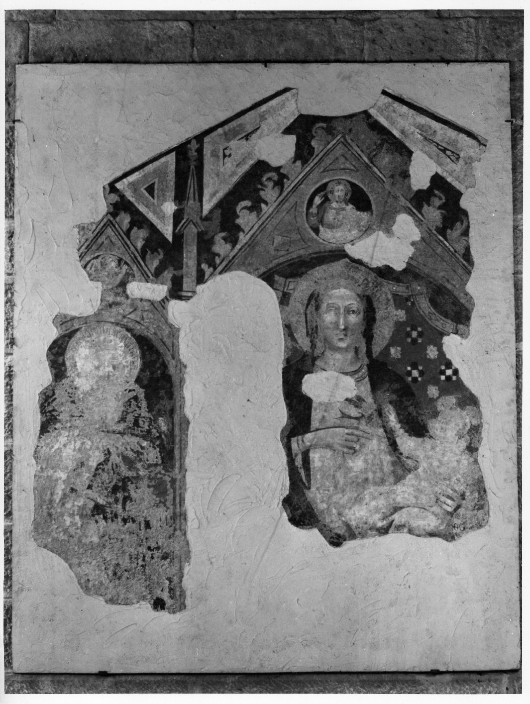 Madonna con Bambino (dipinto, frammento) - ambito aretino (sec. XIV)