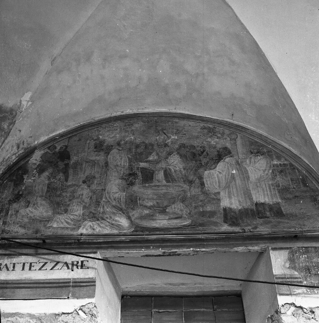 Sant'Ambrogio battezza Sant'Agostino (dipinto) di Guasparini Giuseppe (sec. XVII)