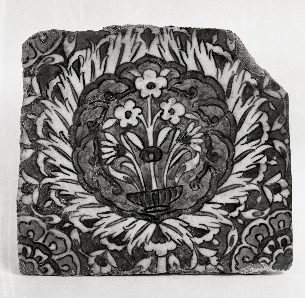 motivi decorativi vegetali (mattonella) - bottega siriana (fine/ inizio secc. XVI/ XVII)