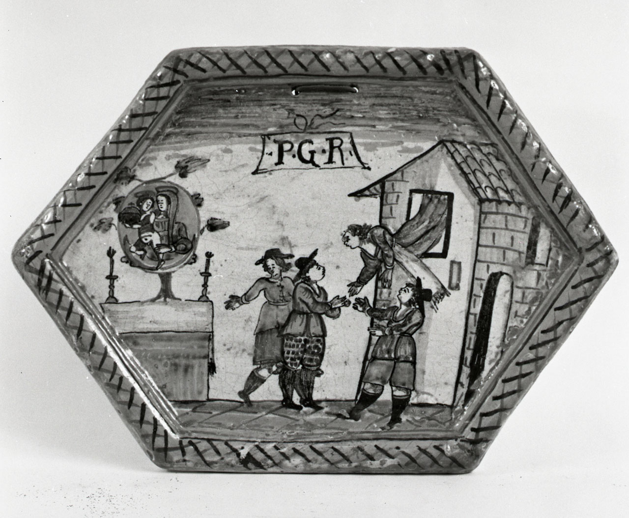 miracolo della Madonna dei Bagni (mattonella) - bottega derutese (sec. XVII)