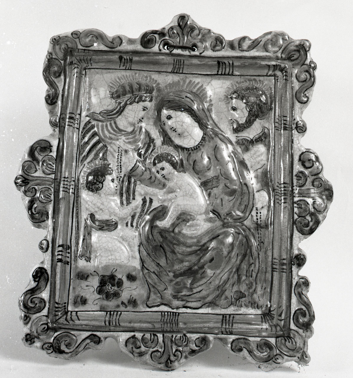 visita della Sacra Famiglia a Sant'Elisabetta (targa) - bottega Italia centrale (sec. XVIII)