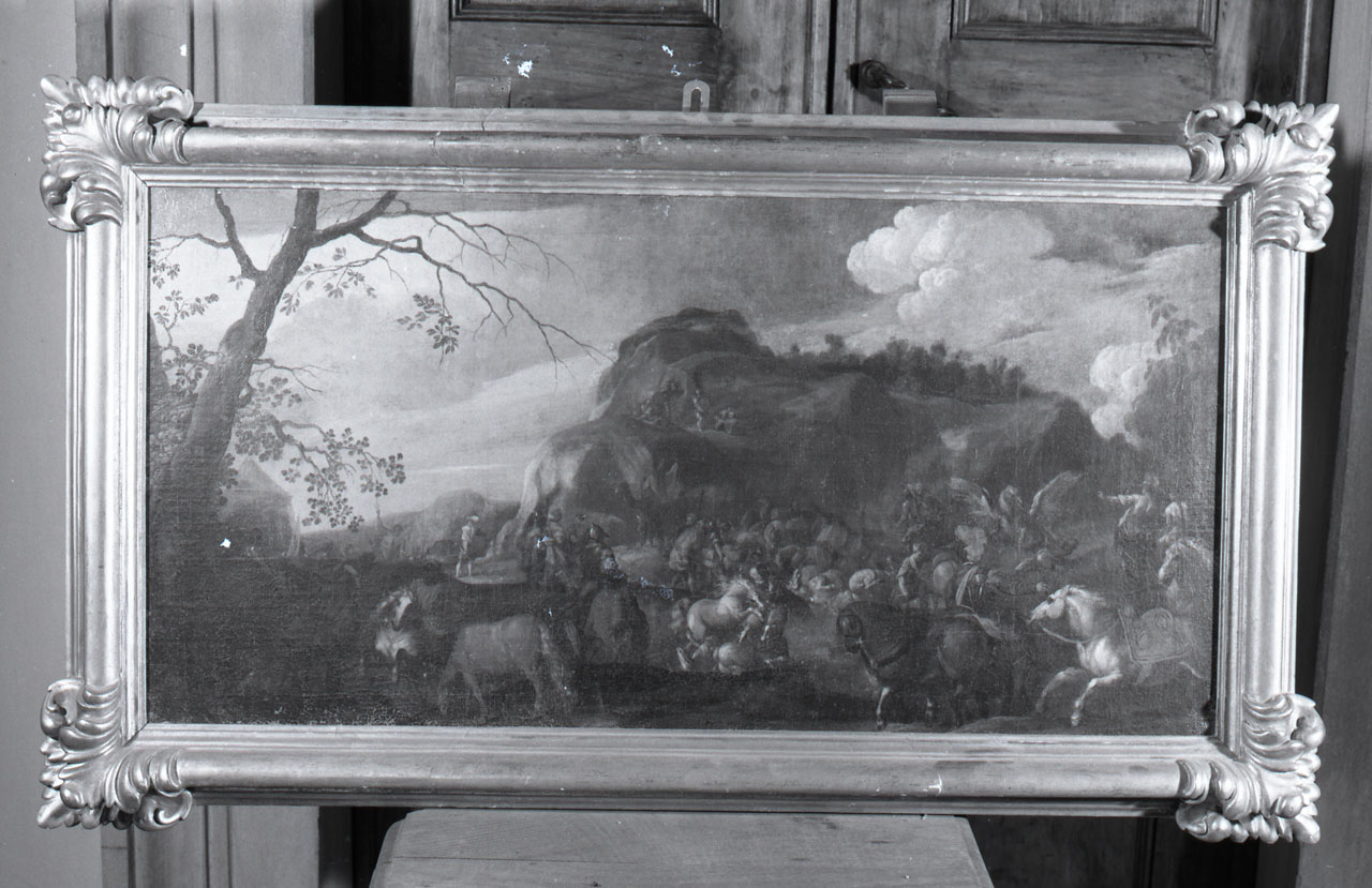Battaglia dei Pirenei, scena dell'Orlando Furioso (dipinto, opera isolata) di Reschi Pandolfo (scuola) (sec. XVII)