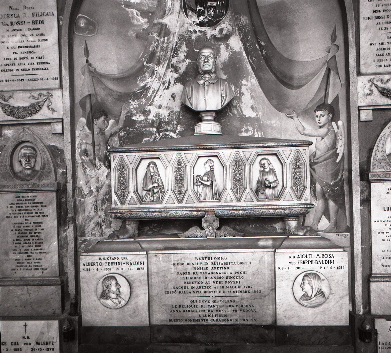 busto ritratto d'uomo (monumento funebre) - bottega aretina (sec. XIX)