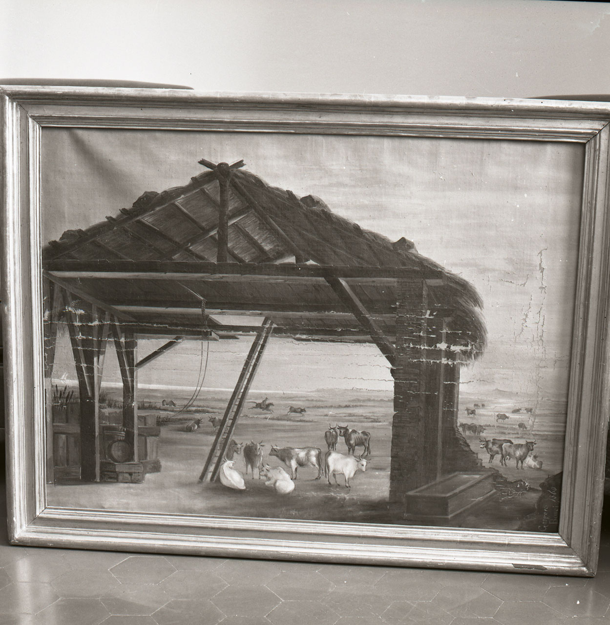 paesaggio con fattoria (dipinto, opera isolata) di Bonci Gaspero (attribuito) (sec. XIX)