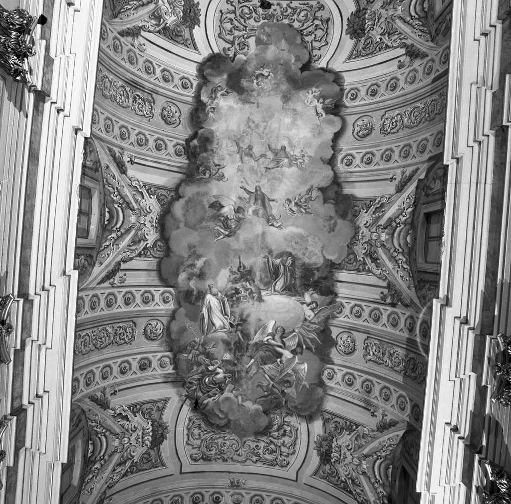 incoronazione di Maria Vergine tra santi e profeti (dipinto, opera isolata) di Pacini Sante (attribuito) (sec. XVIII)