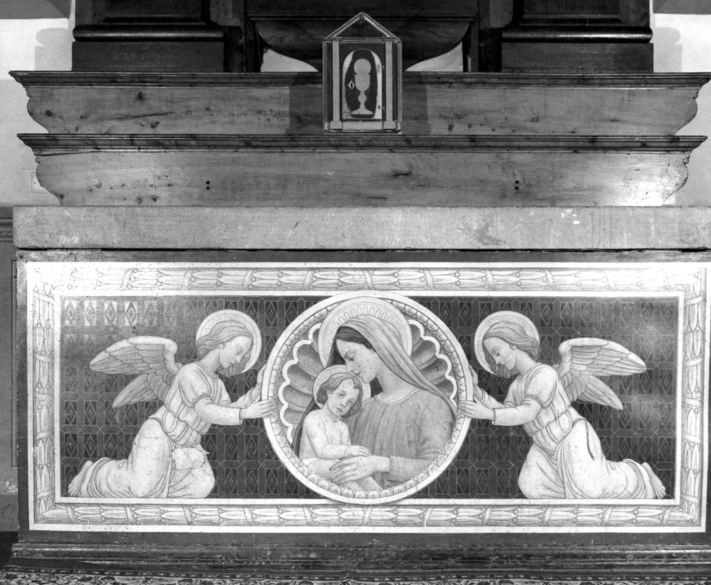 Madonna con Bambino e angeli (paliotto, elemento d'insieme) di Dragoni Aldo (attribuito) (prima metà sec. XX)