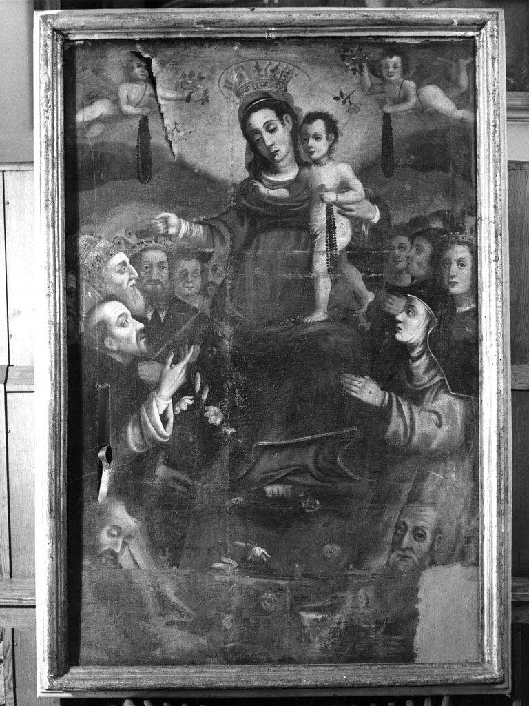 Madonna del Rosario con San Domenico e Santa Caterina, santi e misteri del rosario (dipinto, opera isolata) - ambito toscano (sec. XVII)