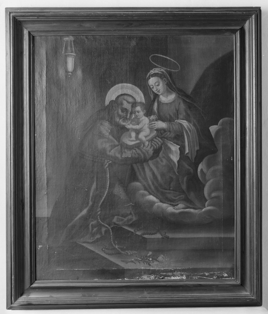 San Felice da Cantalice riceve dalla Madonna Gesù Bembino (dipinto, opera isolata) - ambito aretino (terzo quarto sec. XVII)