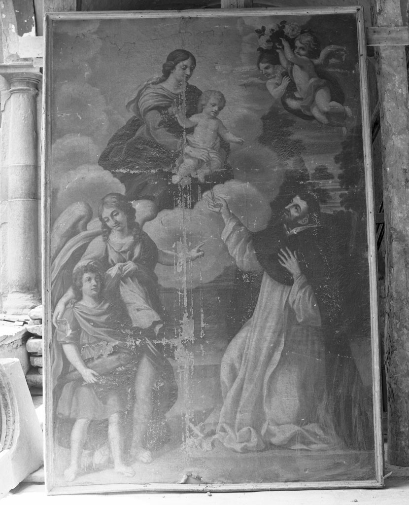 Madonna del Rosario (dipinto) di Santini Bernardino (cerchia) (prima metà sec. XVII)