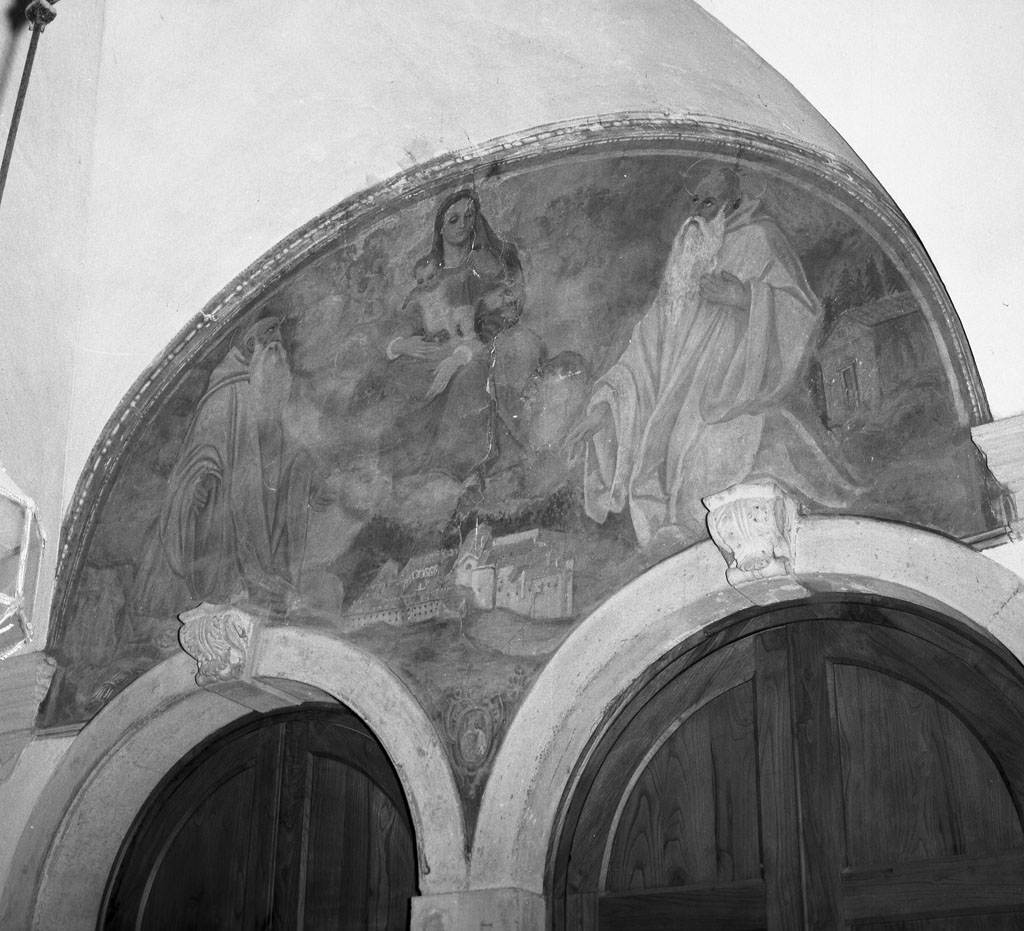 Madonna con Bambino tra San Benedetto e San Romualdo (dipinto) - ambito italiano (sec. XVII)