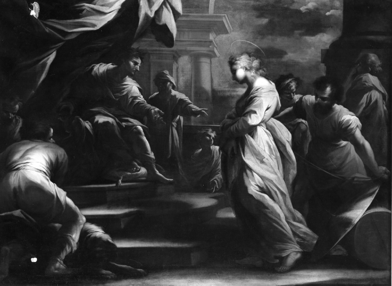 Santa Lucia davanti al giudice Pascasio (dipinto, serie) di Sagrestani Giovanni Camillo (fine/inizio secc. XVII/ XVIII)